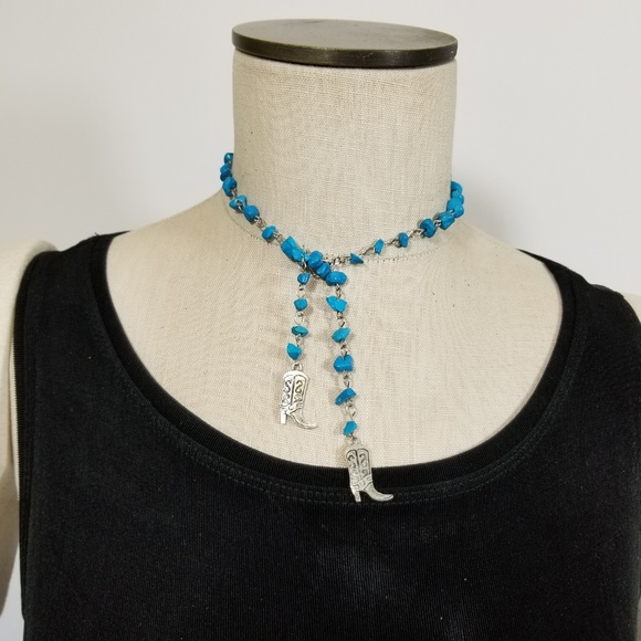 Turquoise Stone Chain Necklace - Picture 3 of 4